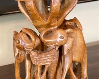 Hand Carved Wood Elephant Candle Holder	10x6.5x5in	HxWxD
