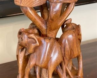 Hand Carved Wood Elephant Candle Holder	10x6.5x5in	HxWxD
