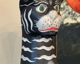 Folk Art Carved Wood Cat	20in H	

