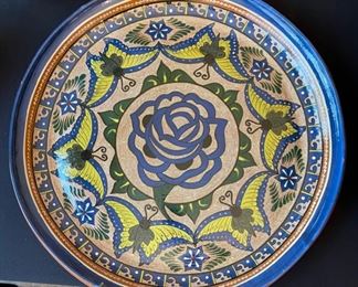 Hand Painted Ceramic Platter Avelina Espinoza Lopez Capula Mich, Mexico	16.5in Diameter	
