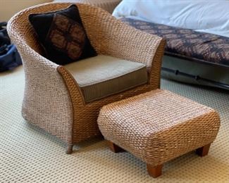 Woven Seagrass Rattan Chair & Ottoman	32x38x32in	HxWxD
