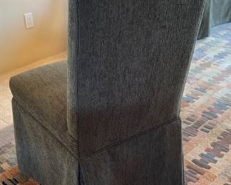 Glass Top Iron Frame Dining table w- 4 upholstered Chairs	Table: 3in H x 56in Diameter	
