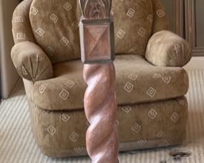 Rustic Carved Wood Floor Lamp	67in H x 25in Diameter	
