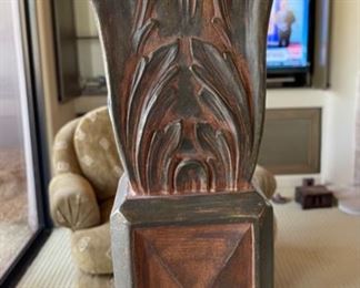 Rustic Carved Wood Floor Lamp	67in H x 25in Diameter	
