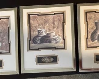 3pc Greg Anderson Pottery Art Southwest Framed Pottery Shard	10.5 x 8.5	
