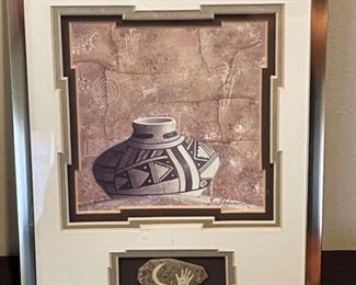 3pc Greg Anderson Pottery Art Southwest Framed Pottery Shard	10.5 x 8.5	
