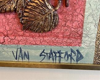 Van Stafford Mixed Media Painting Art Leaf	36 x 30	