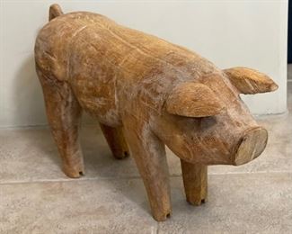 Rustic Carved Wood Pig	10 x 21x6in	
