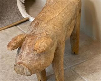 Rustic Carved Wood Pig	10 x 21x6in	
