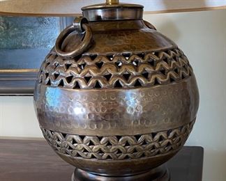 Frederick Cooper Patinated Metal lamp	28x19in Diam	
