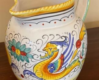 Labor Deruta Italian Ceramic Pitcher	7in H	
