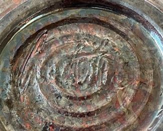 Signed Raku Pottery Platter Studio Made	17in Diam	
