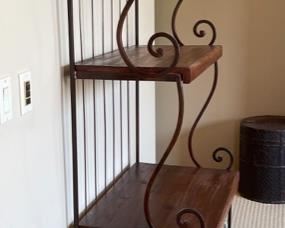 Rustic Mexican Iron & Wood 4 Shelf Book/Kitchen stand	83x31x18in	HxWxD
