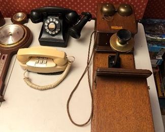 Western Electric wall phone and other vintage phones