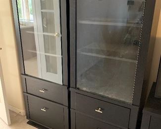 Enclosed bookshelf’s with drawer storage by Sauder. 4 available with TV stand in center 