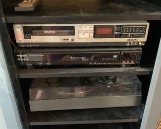 Phono, beta player and nice steel cabinet 
