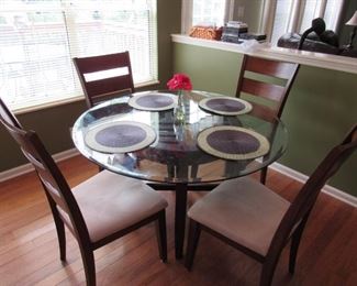 Round Glass Top Table & 4 Chairs