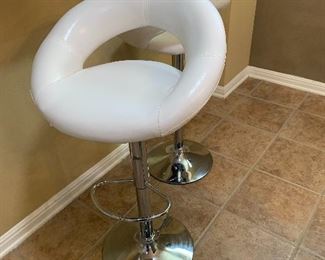 $225- pair)- Cool chrome and leather bar stools 