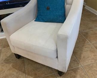 $225-Each - two available- White custom Upholstered arm  chair 