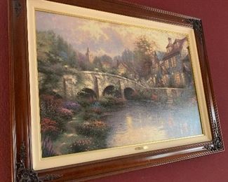 $325- Thomas Kinkaide - Cobblestone Brook “limited edition with certificate purchased in 1998 in Thomas kincaides art gallery in Carmel 