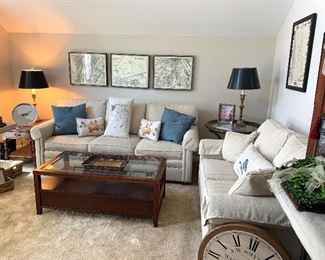 Ethan Allen couch and loveseat - coffee table - side tables - matching lamps