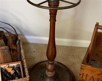 Vtg. wood and metal umbrella stand 