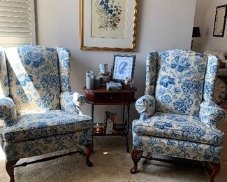 Pair of Queen Anne,  Wing Back Chairs