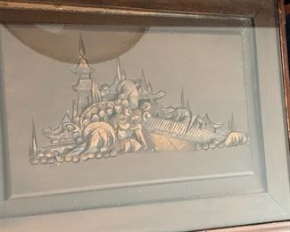 4pc Vtg. stackable carved tables