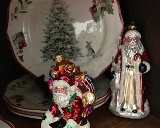 Better Homes Christmas plates - and Christopher Radko ornaments 
