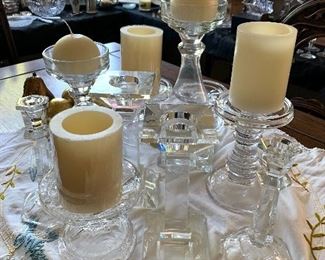 Crystal and glass candlesticks