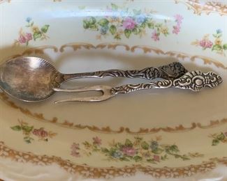 Noritake dish set & Sterling spoon & fork 