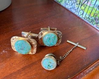 Cufflinks and tie clip