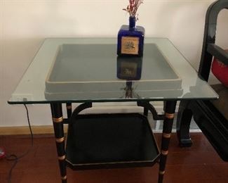 Asian side table with glass top.....