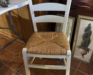 (2) painted white wood chairs
