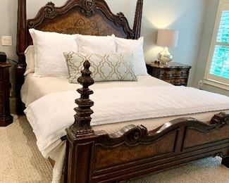 Beautiful Stenciled, 4-Post, King Master Bed by Hooker