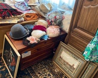 Vintage hats and cedar chest