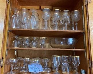 Vintage glassware with gold trim