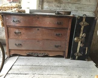 Chest of drawers and storage chest.