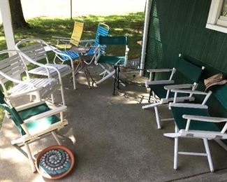 Outdoor furniture, chairs, lounge chairs.