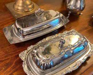 Silverplated butter dishes 