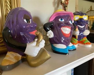 Ceramic California Raisin figures 