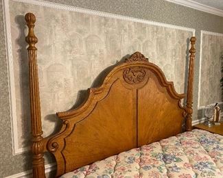 King size oak bed with mattress 