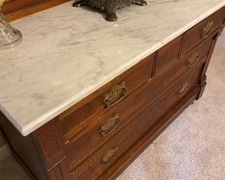 Eastlake Style dresser with marble top & mirror 