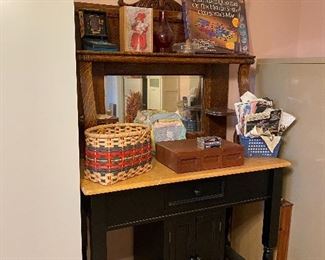 Crafting table/kitchen island & antique hutch 