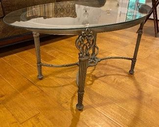 Metal coffee table with glass top 