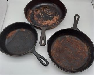 Three Cast Iron Skillets