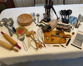 Assortment of Various Kitchen Accessories Including Vintage Items
