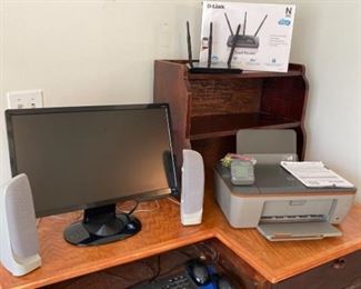 Monitor with Keyboard and Printer