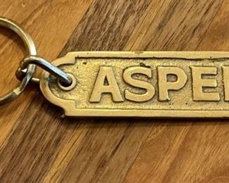 Vintage "ASPEN" Solid Brass 5" Key Chain