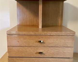 Mid-Century Modern Single Drawer Night Stand With Double Shelf